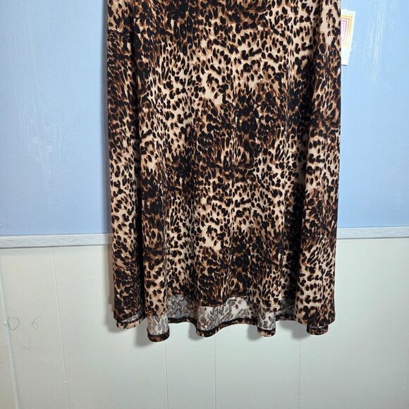 Lularoe Azure Large Brown Tan Animal Print Pull On Flowy Lightweight Midi Skirt - Picture 5 of 7